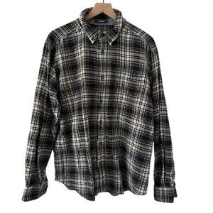 Woolrich Men's Trout Run Black & White Plaid Flannel Button-Up Shirt Size‎ XL